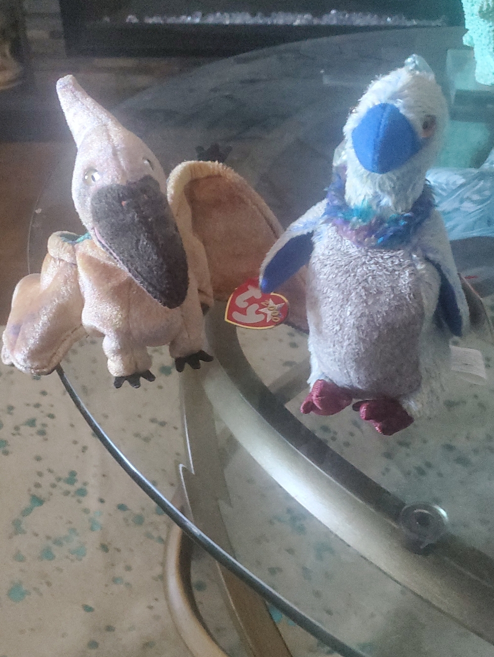 TY Plush Bird Toys - Blue & Beige Soft Stuffed Birds